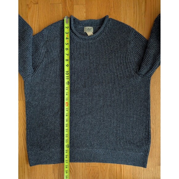 Men's L.L.Bean Organic Cotton Waffle Sweater Rollneck Crew Blue XL 509337 - Picture 8 of 8